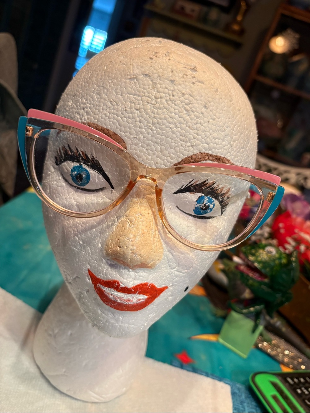 Pink & Turquoise Cat Eye Glasses Frames
55-19-150